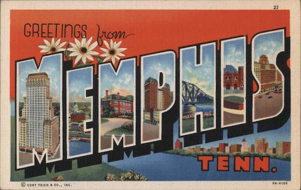 Greetings from Memphis, Tenn. - City Views & Mississippi River Tennessee