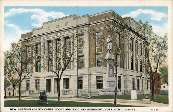 New Bourbon County Court House and Soldiers Monument Fort Scott Kansas