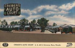 Cremers Auto Court Reno, NV Postcard Postcard Postcard