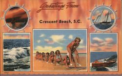 Beach Scenes Crescent Beach, SC Postcard Postcard Postcard