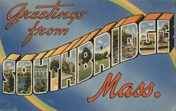 Greetings From Southbridge Massachusetts Postcard Postcard Postcard