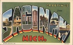 Greetings From Saginaw Michigan Postcard Postcard Postcard