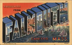 Greetings From Falmouth Massachusetts Postcard Postcard Postcard