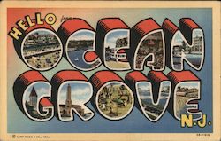 Hello Ocean Grove, NJ New Jersey Postcard Postcard Postcard