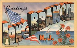 Greetings From Long Branch New Jersey Postcard Postcard 