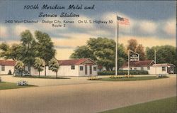 100th Meridian Motel and Service Station Postcard