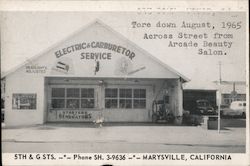 Electric & Carburetor Service Marysville, CA Postcard Postcard Postcard