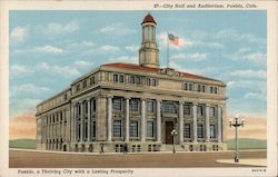 City Hall and Auditorium Pueblo, CO Postcard Postcard Postcard