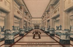 Interior of the Main Office, Hamilton National Bank Postcard