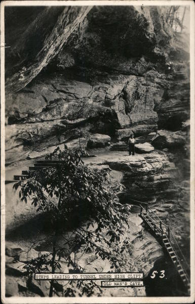 Steps Leading to Tunnel Under High Cliff - Old Man's Cave Hocking Hills Logan Ohio