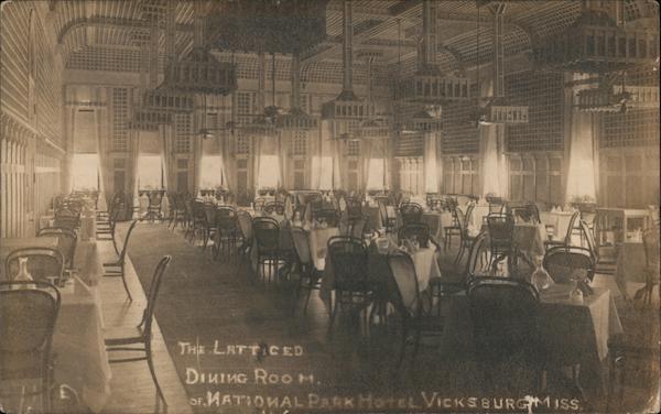The Latticed Dining Room of National Park Hotel Vicksburg Mississippi
