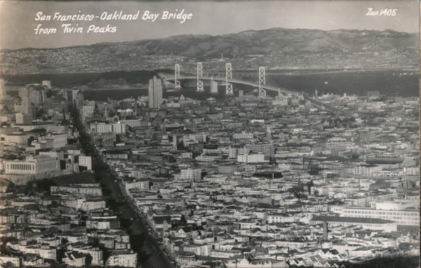 San Francisco - Oakland Bay Bridge from Twin Peaks California