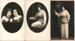 3 Studio Photos of Same Woman Postcard