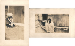 2 Photos: Woman with Puppy Postcard