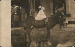 Girl on Donkey Akron, OH Postcard Postcard Postcard