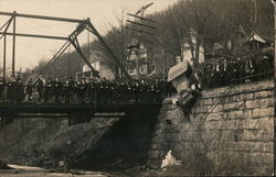 Car About to Go Over Into River Postcard