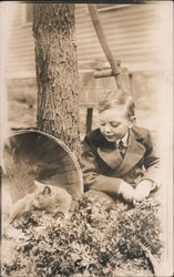 Boy with Cat Postcard