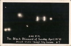 3:00 P.M. The Black Blizzard Of Sunday, April 14 '35 Dodge City, KS Postcard Postcard Postcard