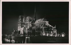 The Apse of the Church Notre-Dame at Night Paris, France Postcard Postcard Postcard