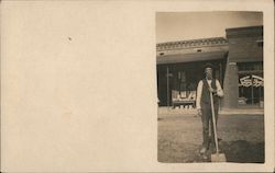 Man with Shovel, Peoples Wholesale Supply Postcard