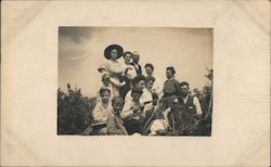 Family Members Posing Outside Postcard