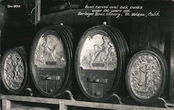 Hand carved Oval Oak Casks Over 100 Years Old Beringer Bros. Winery Saint Helena, CA Postcard Postcard Postcard