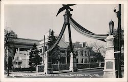 Eagle Gate, Beehive House and Lion House Salt Lake City, UT Postcard Postcard Postcard