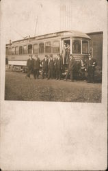 Nebraska-LaGrange 308 Streetcar and Conductors Chicago? Postcard