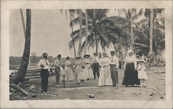 Families Walking Beneath Palm Trees Fort Lorenzo, Panama Postcard Postcard Postcard