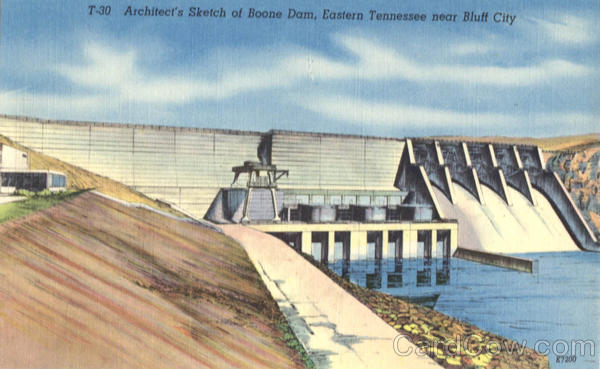 Architect's Sketch of Boone Dam Bluff City Tennessee