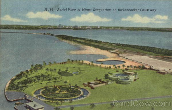 Aerial View of Miami Seaquarium on Rickenbacker Causeway Florida