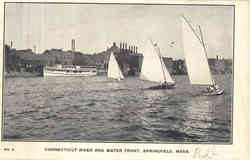 Connecticut River and Water Front Postcard