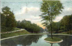 Lake and Driveway, Forest Park Postcard