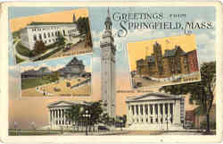 New Public Library, Union Station, Post Office, Municipal Building Postcard