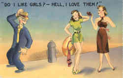 Do I Like Girls?-Hell, I Love Them! Postcard