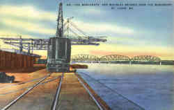 The Merchants' And McKinley Bridges over the Mississippi Postcard