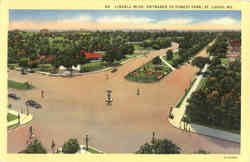 Lindell Blvd Entrance to Forest Park Postcard