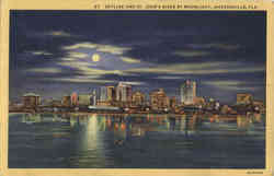 Skyline and St. John's River by Moonlight Postcard