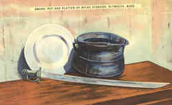 Sword, Pot And Platter Of Myles Standish Postcard
