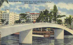 Hotels Along Collins Ave., from Lake Pancoast Bridge Postcard