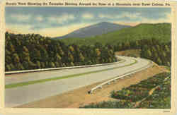 Scenic View Showing the Turnpike Skirting Around the Nose of a Mountain Postcard