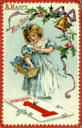 A Happy New Year January 1 Postcard