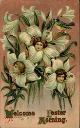 Welcome Easter Morning Flower Girls Postcard