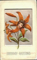 Birthday Greetings Flower Girl Postcard