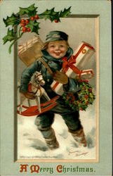 A Merry Christmas Children Postcard Postcard