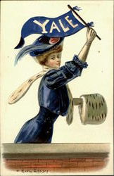 Yale College Girl Postcard