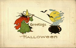 Halloween Witch and Cauldron Postcard