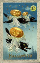 Halloween Cats and JOL's Postcard Postcard