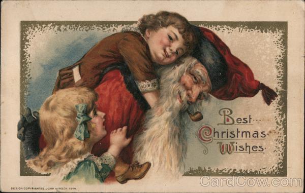 Best Christmas Wishes - Children hugging Santa Claus