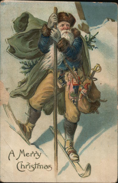 A Merry Christmas - Santa on Skis Santa Claus